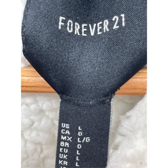 Forever 21 Jacket Sherpa Lined Women Large Blue Green Velour Trucker - Picture 5 of 14